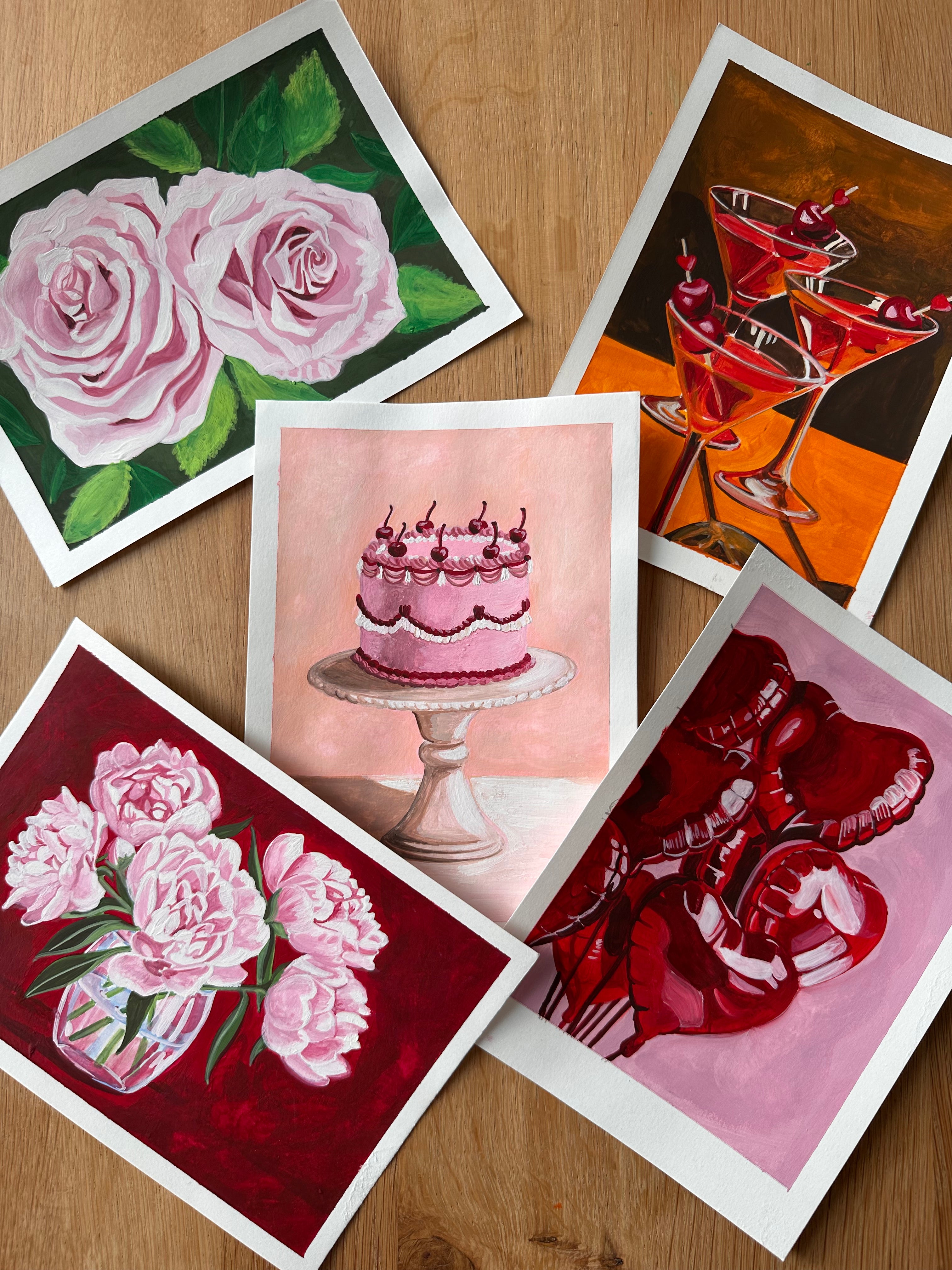 galentines coloring pages painted in gouache